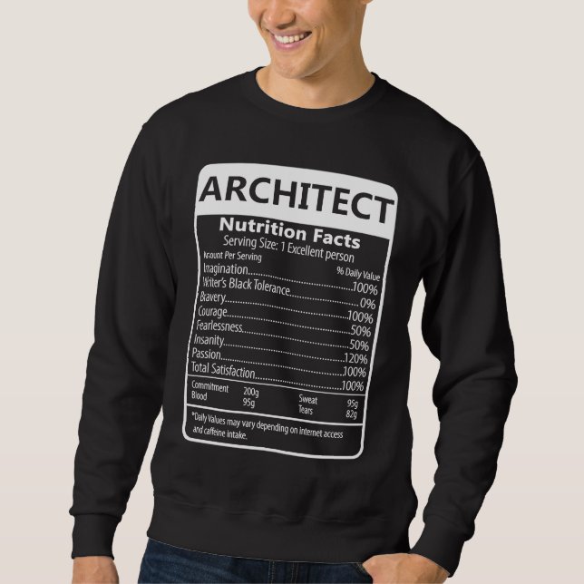 Architect Nutrition Facts Sarcastic Graphic Sweatshirt (Vorderseite)