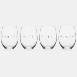 ARCHITECT Stemless Wine Glasses Set (4) / Black Weinglas Ohne Stiel