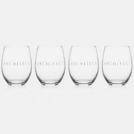 ArchITECT Stemless Wine Glasses Set (4) / Marine Weinglas Ohne Stiel