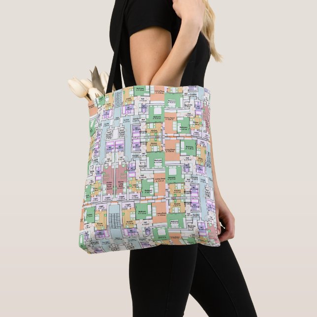 Architectural Blueprint Pattern Tote Bag (Von Nahem)