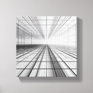 architectural grid perspective, 3D wireframe art,  Leinwanddruck