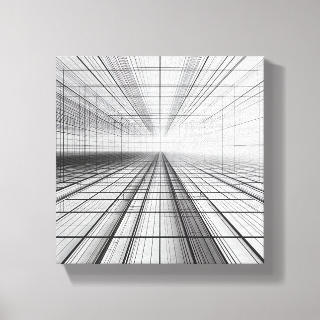 architectural grid perspective, 3D wireframe art,  Leinwanddruck (Vorderseite)