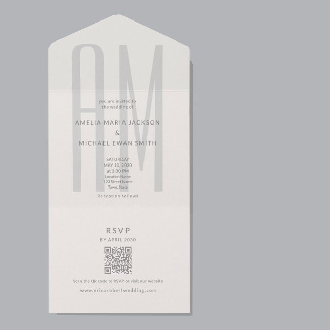 Architectural Monogram Minimal All-in-One Wedding All In One Einladung (Von Creator hochgeladen)