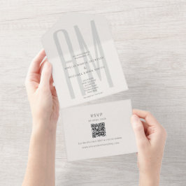Architectural Monogram Minimal All-in-One Wedding All In One Einladung