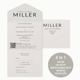 Architectural Surname QR Wedding All In One Einladung