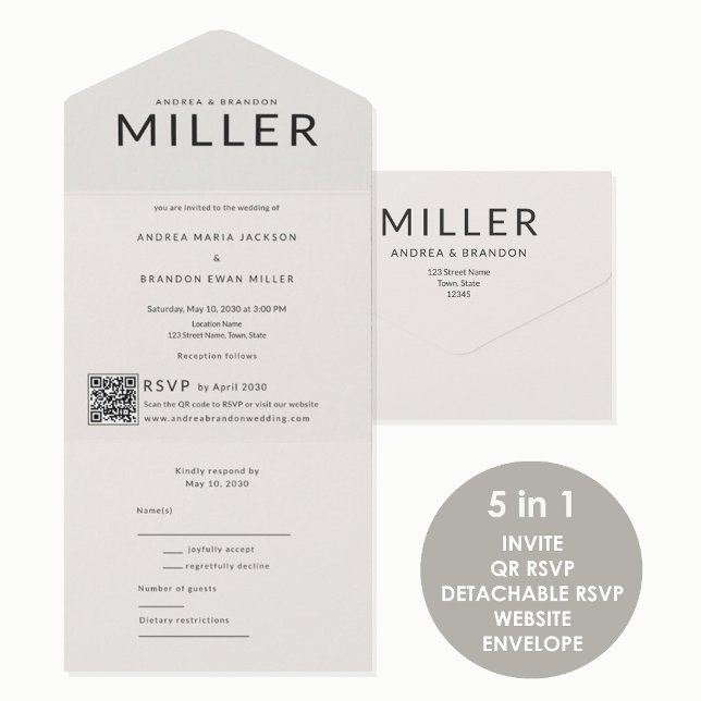 Architectural Surname QR Wedding All In One Einladung (Von Creator hochgeladen)