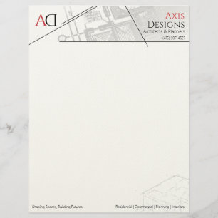 Architecture Minimalistisch Blue Print White Briefbogen