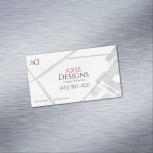 Architecture Minimalistisch Blue Print White Magnetische Visitenkarte