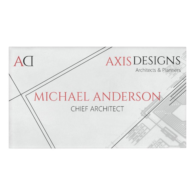 Architecture Minimalistisch Blue Print White Namenschild (Vorderseite)