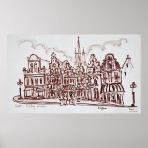 Architecture Vrijdagmarkt   Ghent, Belgium Poster