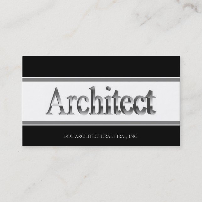 Architekt 3D Script B/W Visitenkarte (Vorderseite)