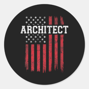 Architekt American Flag Usa Patriot Patriotic Runder Aufkleber