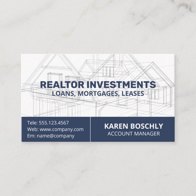 Architekt Blueprint | Konstruktion Visitenkarte (Vorderseite)