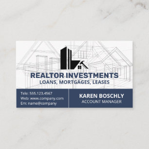 Architekt Blueprint   Logo für Zuhause-Eigenschaft Visitenkarte