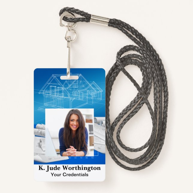 Architekt Contractor Lanyard Abzeichen - Siehe Rüc Ausweis (Vorderseite mit Schlüsselband)