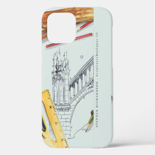 Architekt Ingenieur Wasserfarbe Monogramm iPhone 12 Hülle