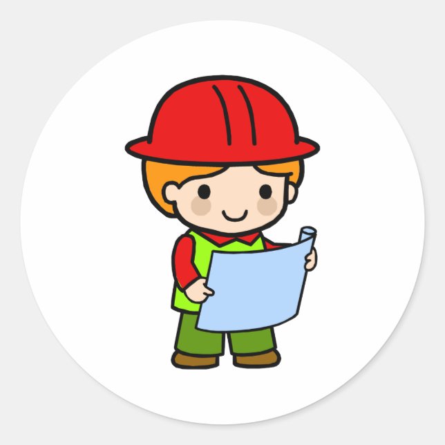 Architekt Junge 2 Runder Aufkleber (Vorderseite)