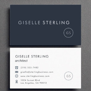 Architekt Luxury Navy Blue Moderne Elegant Visitenkarte