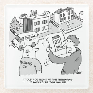 Architekt und Bauherr schauen sich die Pläne des H Glasuntersetzer