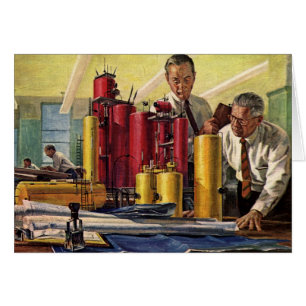 Architekten bei der Arbeit im Büro, Vintage-Geschä