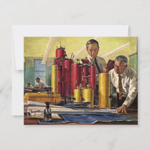 Architekten bei der Arbeit im Büro, Vintage-Geschä
