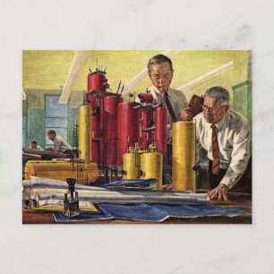 Architekten bei der Arbeit im Büro, Vintage-Geschä Postkarte