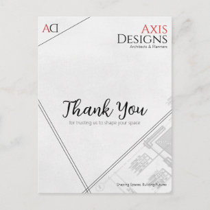Architekten-Dankeskarten mit Blaupausen-Design Postkarte