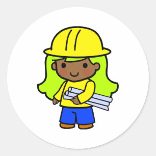 Architekten-Mädchen 1 Runder Aufkleber