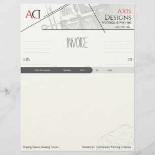 Architekten-Rechnungsvorlage mit Blaupausen-Design Briefbogen