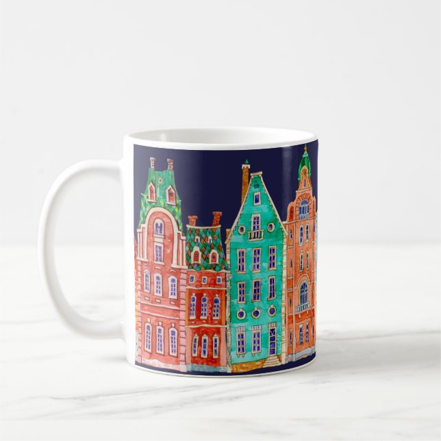 Architektonisch nahtlose Grenzstruktur auf dunklem Kaffeetasse (Links)