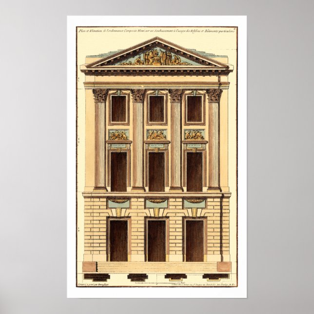 Architektonische Fassade von Jean Deneufforge Poster (Vorne)