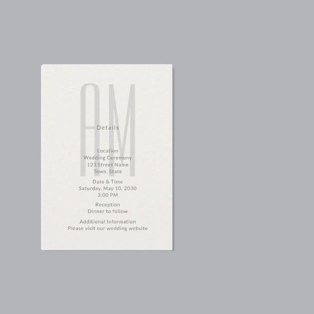 Architektonische Monogramm-Hochzeitsdetailkarte Begleitkarte (Von Creator hochgeladen)