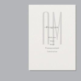 Architektonische Monogramm-Hochzeitsprogrammkarte Programm