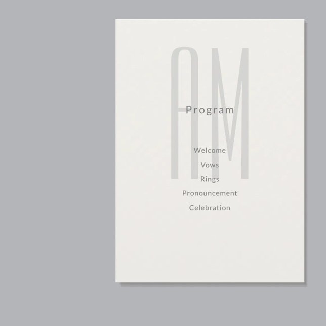 Architektonische Monogramm-Hochzeitsprogrammkarte Programm (Von Creator hochgeladen)