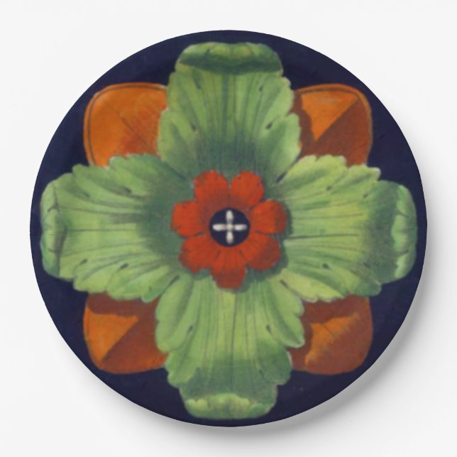 Architektonische Rosette Nr. 4 Pappteller (Vorderseite)