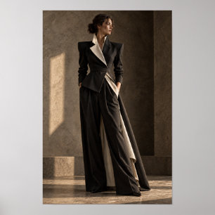 Architektonische schwarze Anzugmode Porträt-Wandku Poster