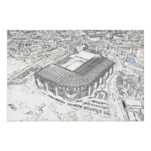 Architektonische Skizze des Newcastle-Stadions Poster