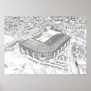 Architektonische Skizze des Newcastle-Stadions Poster