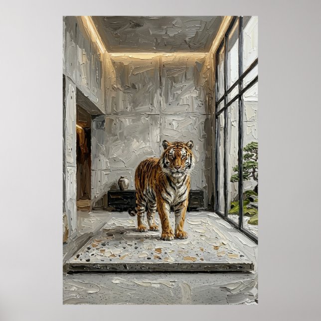 Architektonische Tiger-Eleganz – Luxus Minimalist  Poster (Vorne)