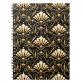 Architektonisches Art Deco | Klassisches Schwarz G Notizblock