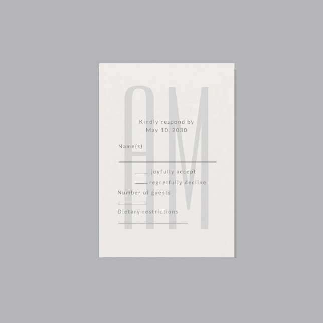 Architektonisches Minimal-Monogramm RSVP Karte (Von Creator hochgeladen)