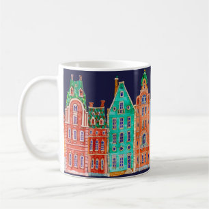Architektonisches nahtloses Randmuster auf dunklem Kaffeetasse