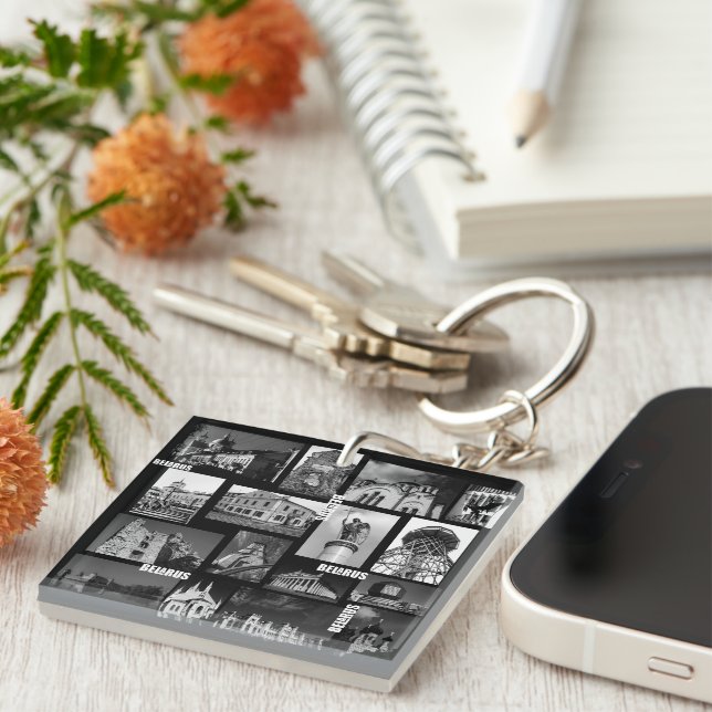 Architektur-Collage Weißrussland Gordno Brest Mins Schlüsselanhänger (Vorderseite rechts)