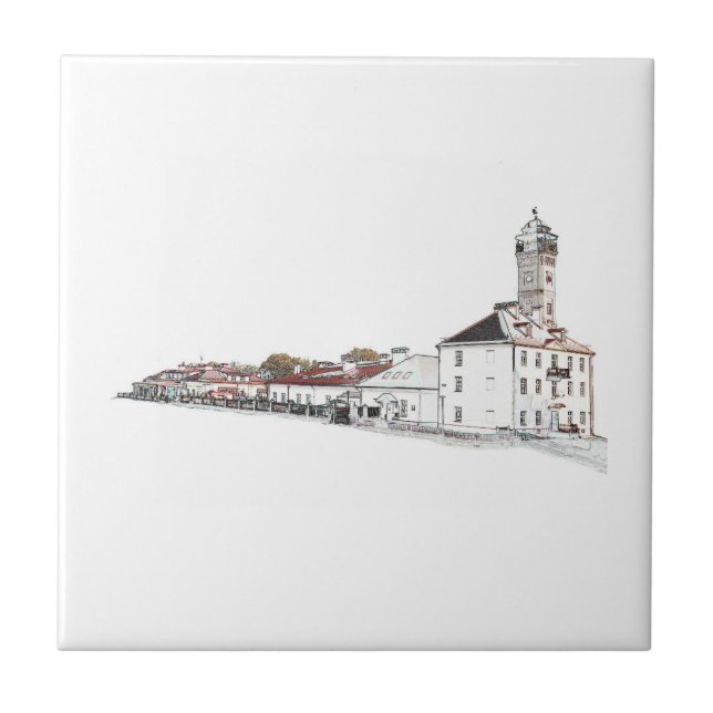 Architektur des Old Water Fire Tower Sketch Fliese (Vorderseite)