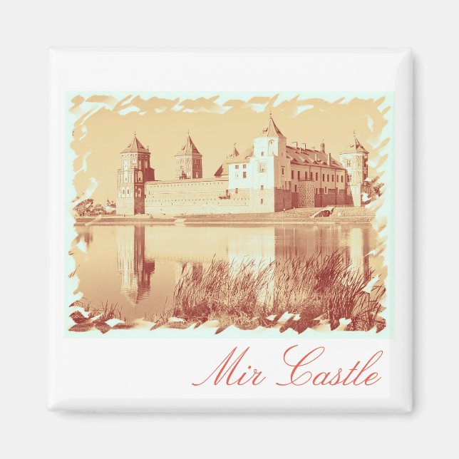 Architektur des Schlosses Weißrussland Mir Gemälde Magnet (Vorne)
