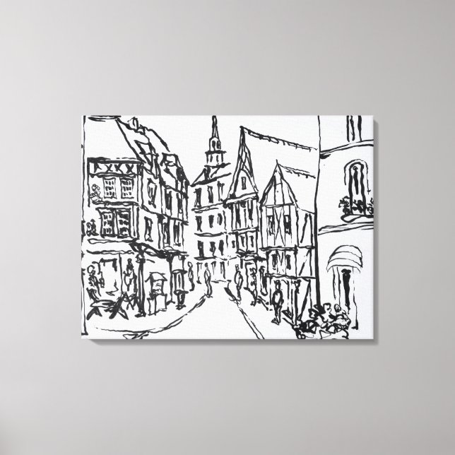 Architektur | Dinan, Bretagne, Frankreich Leinwanddruck (Vorderseite)