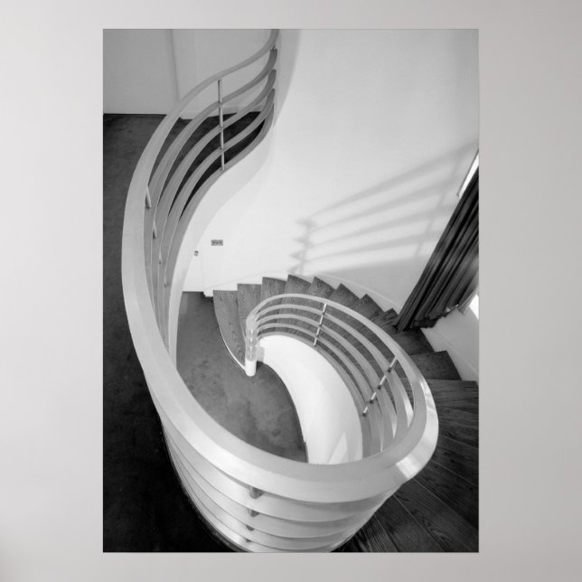 Architektur-Foto - Elliptische Treppe Poster (Vorne)