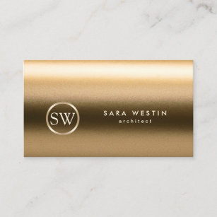 Architektur Gold Texture Monogram Business Card Visitenkarte