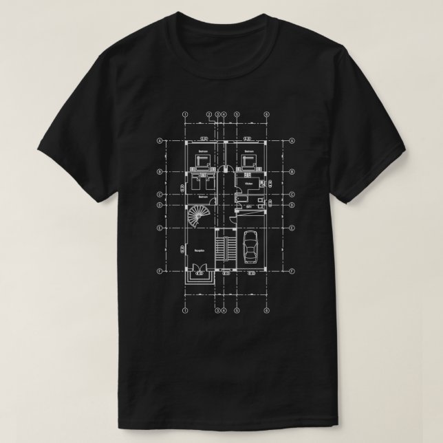Architektur Haus Grundriss Schwarz Design Classic T-Shirt (Design vorne)