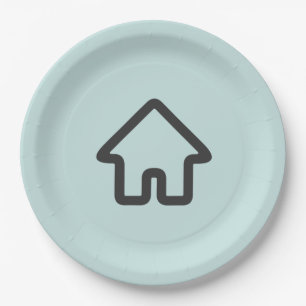 Architektur-Haus-Symbol für Immobilien Pappteller